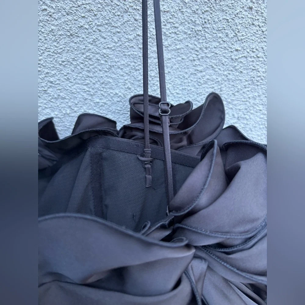 MAGDA BUTRYM X H&M RUFFLE SATIN BUSTIER TOP In Black - Picture 12 of 13